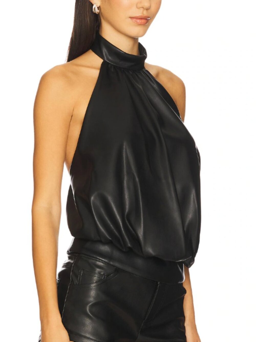 CULTNAKED Bubble Top Faux Leather Backless Halter